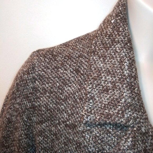 Ambiance Lightweight Marled Brown & White, Woven Polyester Pea Coat Style Jacket - Picture 2 of 9